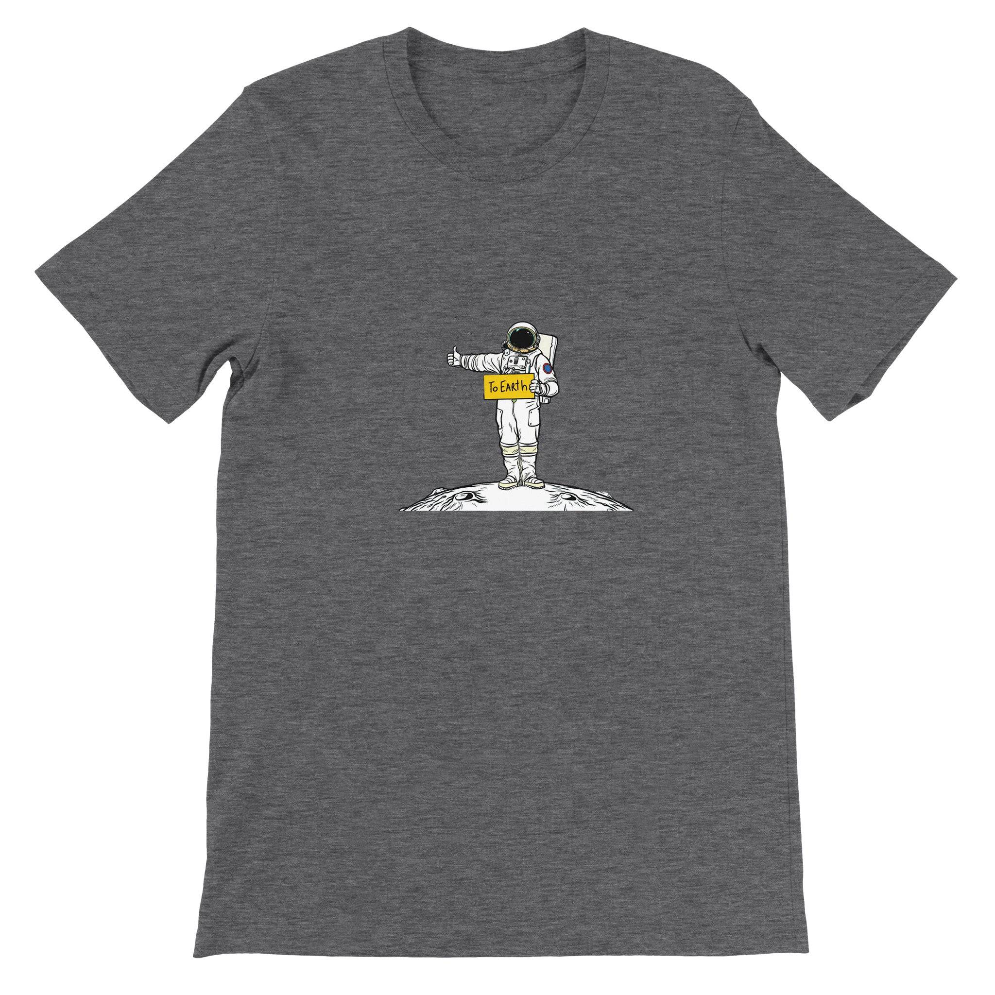 Budget Unisex Crewneck T-shirt/Astronaut-Hiking-On-Moon - Enet Images