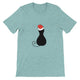 Budget Unisex Crewneck T-shirt/Black-Cat-Christmas - Enet Images