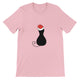 Budget Unisex Crewneck T-shirt/Black-Cat-Christmas - Enet Images