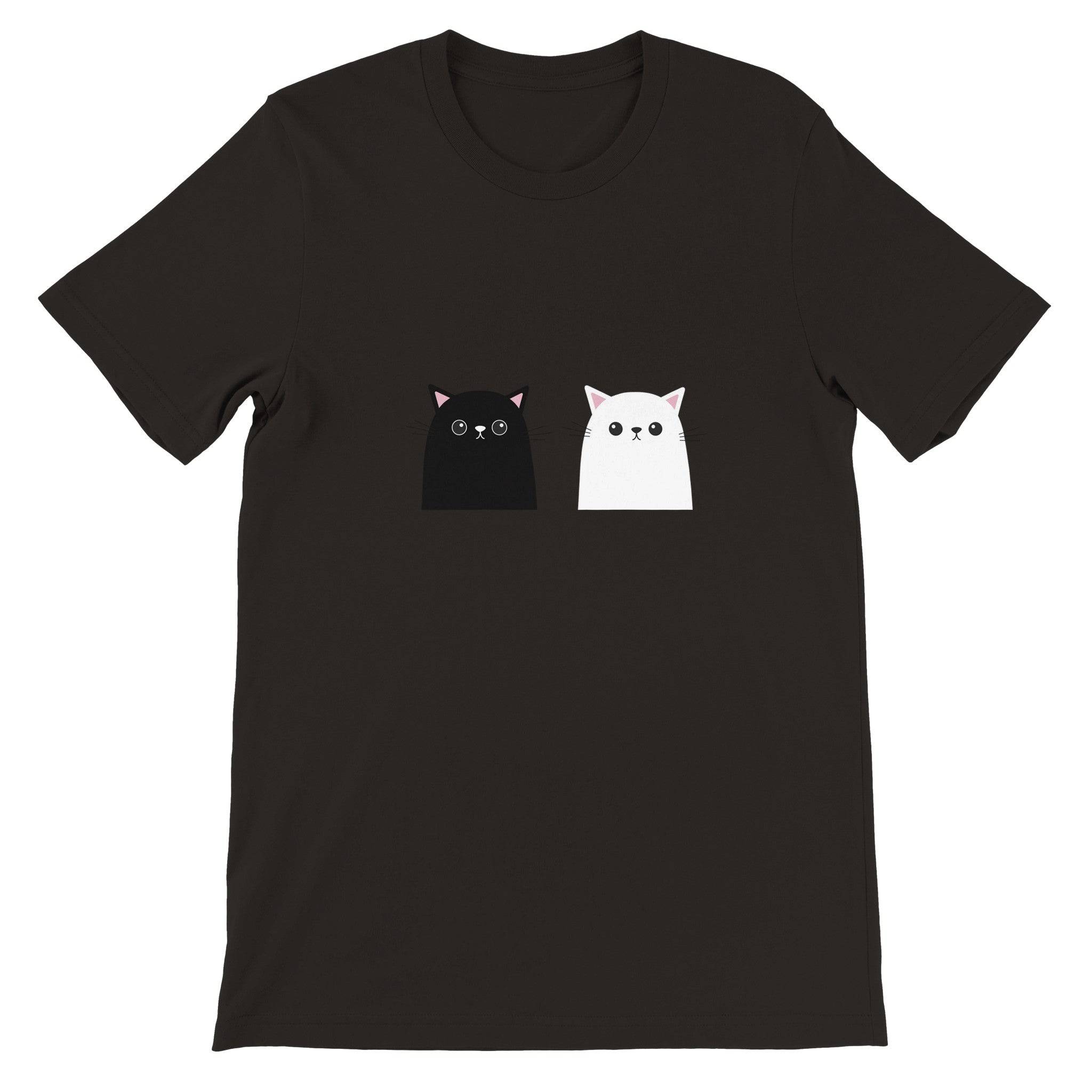 Budget Unisex Crewneck T-shirt/Black-&-White-Cat - Enet Images