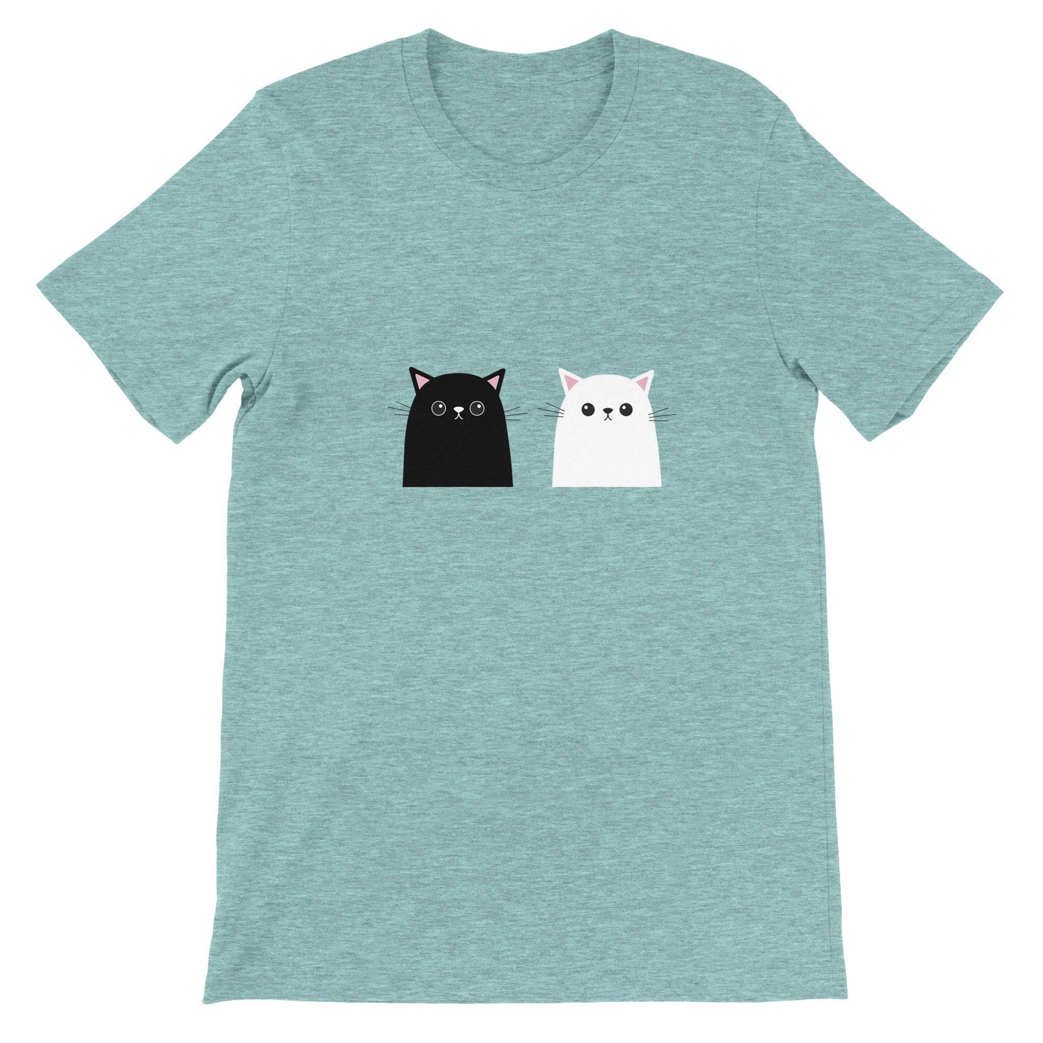 Budget Unisex Crewneck T-shirt/Black-&-White-Cat - Enet Images