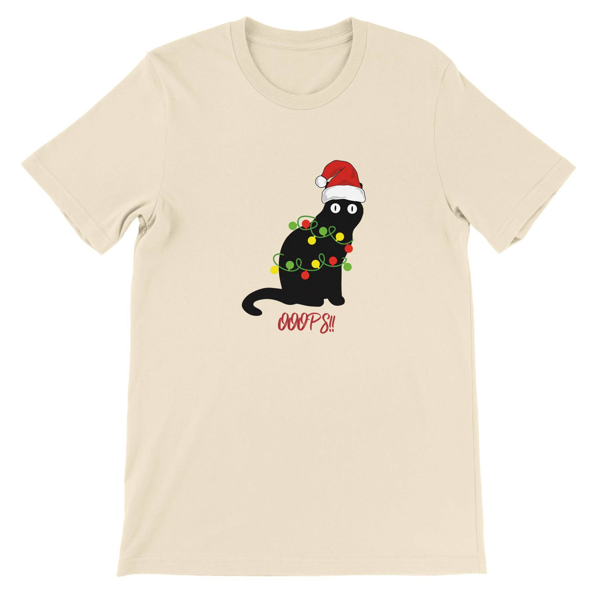 Budget Unisex Crewneck T-shirt/Cat-Christmas - Enet Images