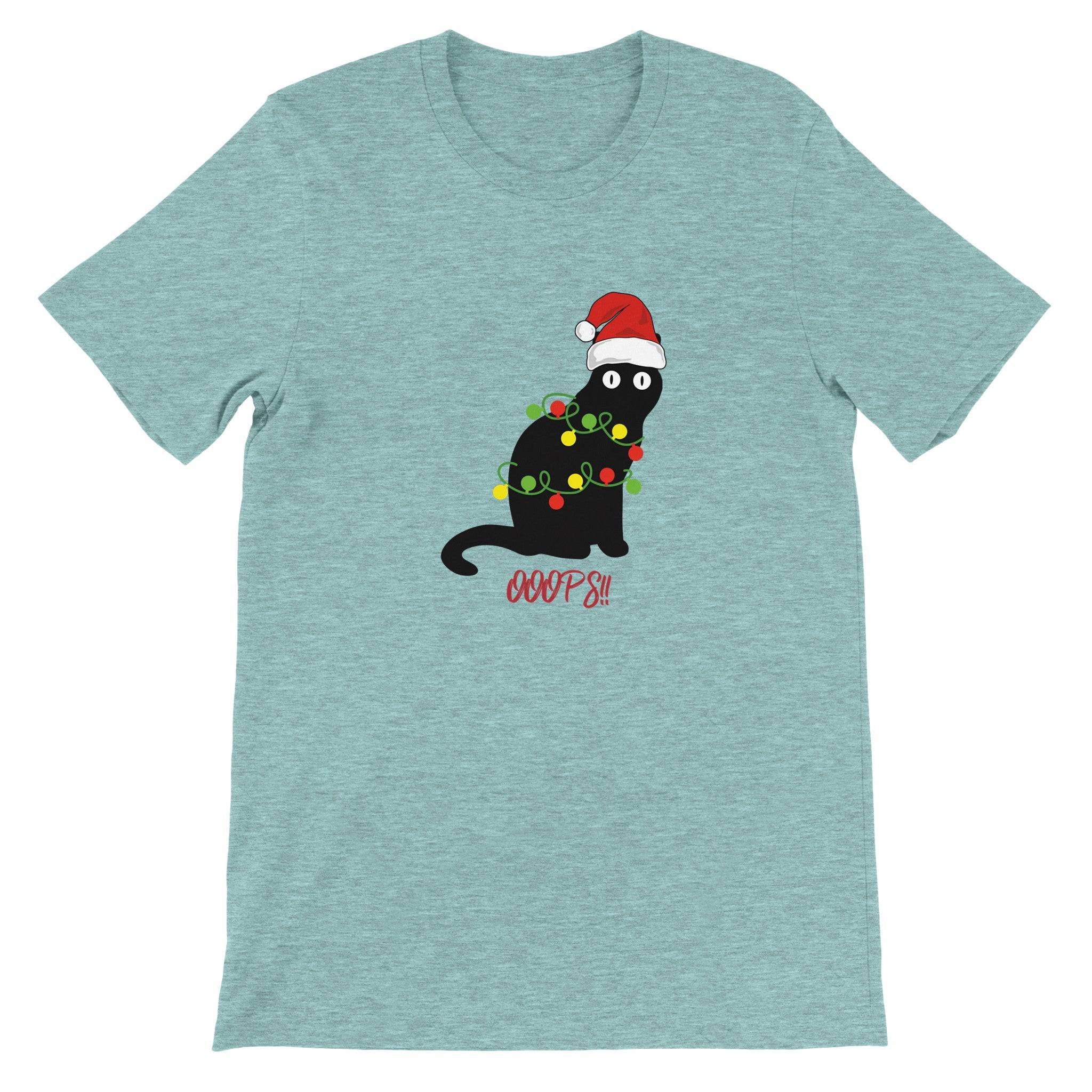 Budget Unisex Crewneck T-shirt/Cat-Christmas - Enet Images