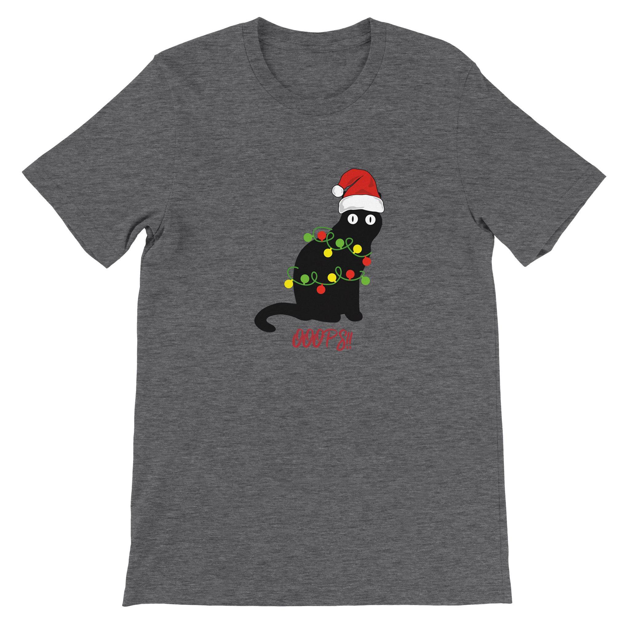 Budget Unisex Crewneck T-shirt/Cat-Christmas - Enet Images