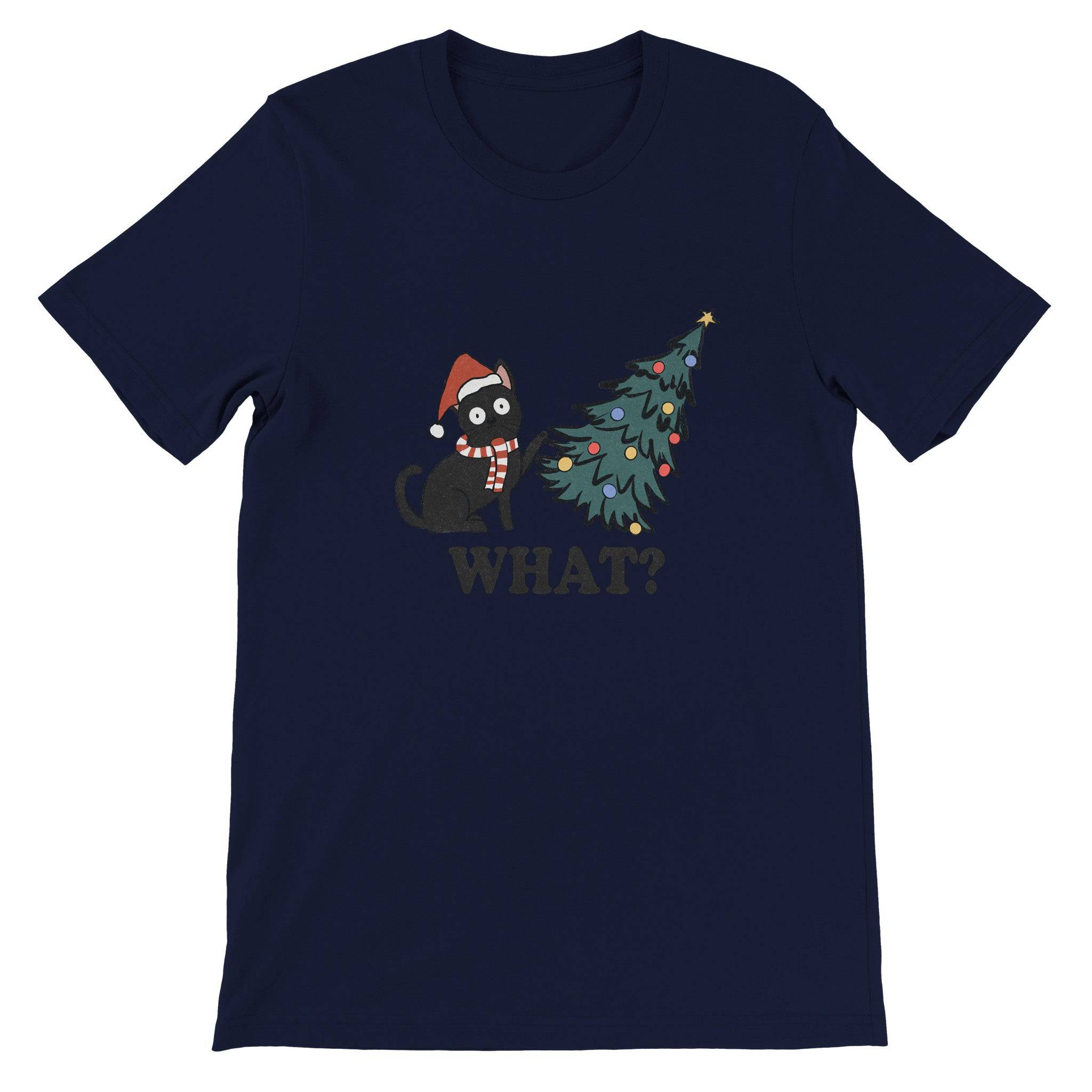 Budget Unisex Crewneck T-shirt/Cat-Christmastree-What - Enet Images