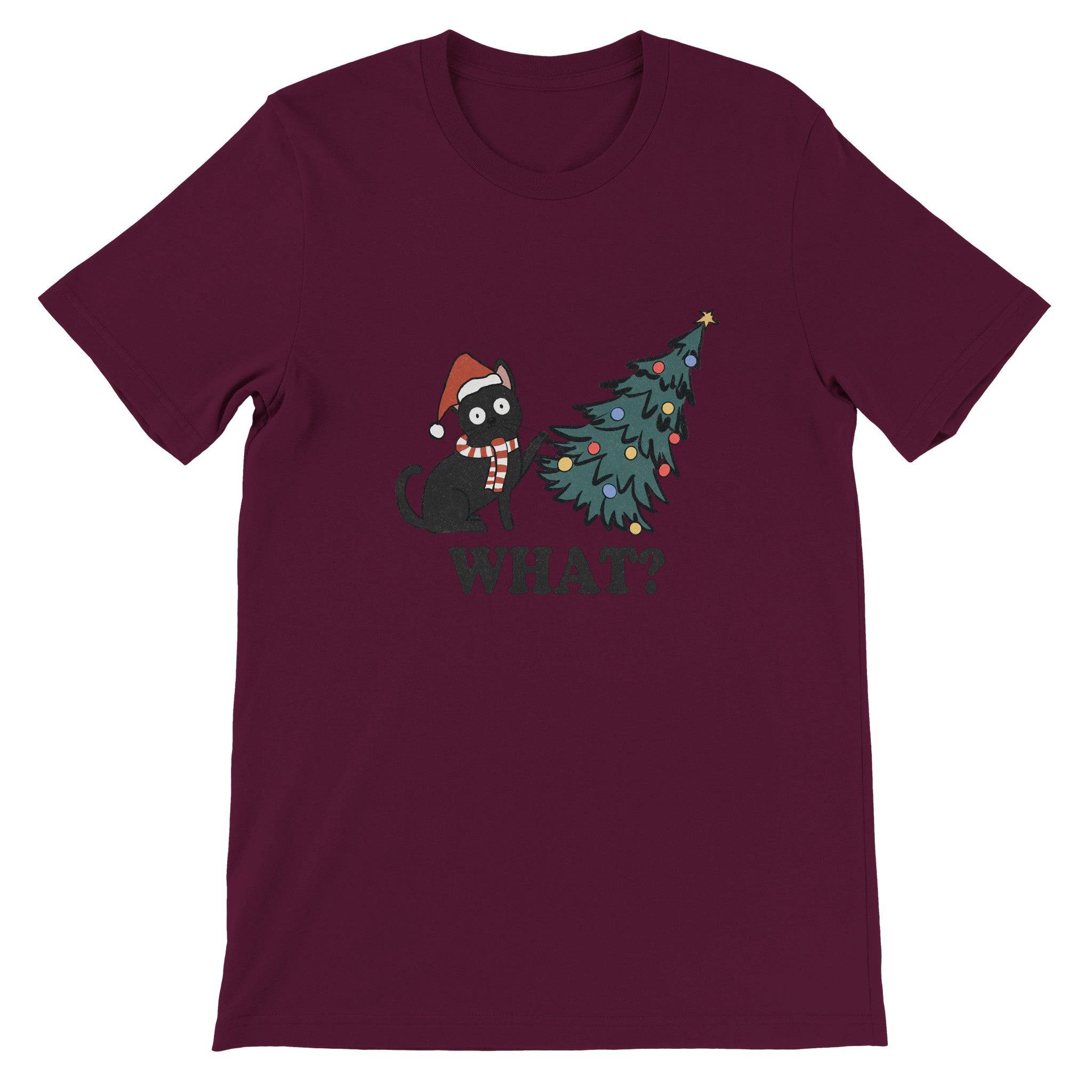 Budget Unisex Crewneck T-shirt/Cat-Christmastree-What - Enet Images