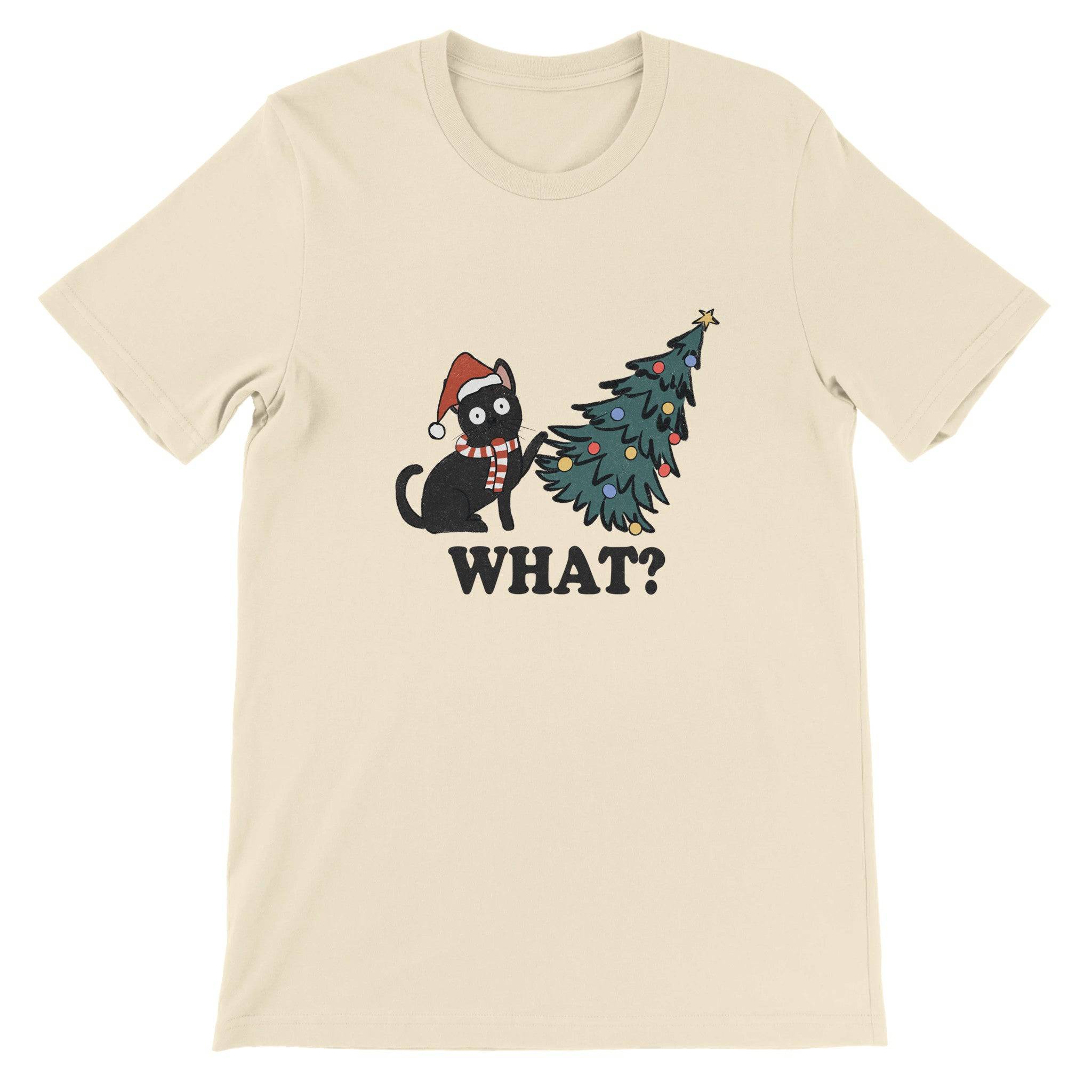 Budget Unisex Crewneck T-shirt/Cat-Christmastree-What - Enet Images