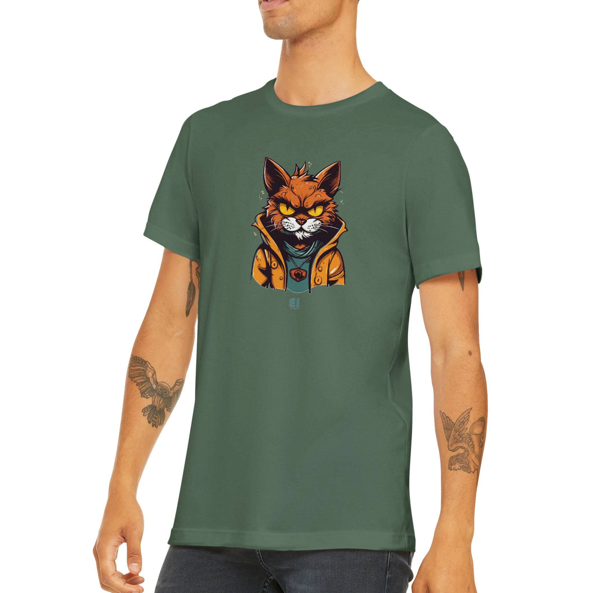 Budget Unisex Crewneck T-shirt/Cat-Gangster-Mobster - Enet Images