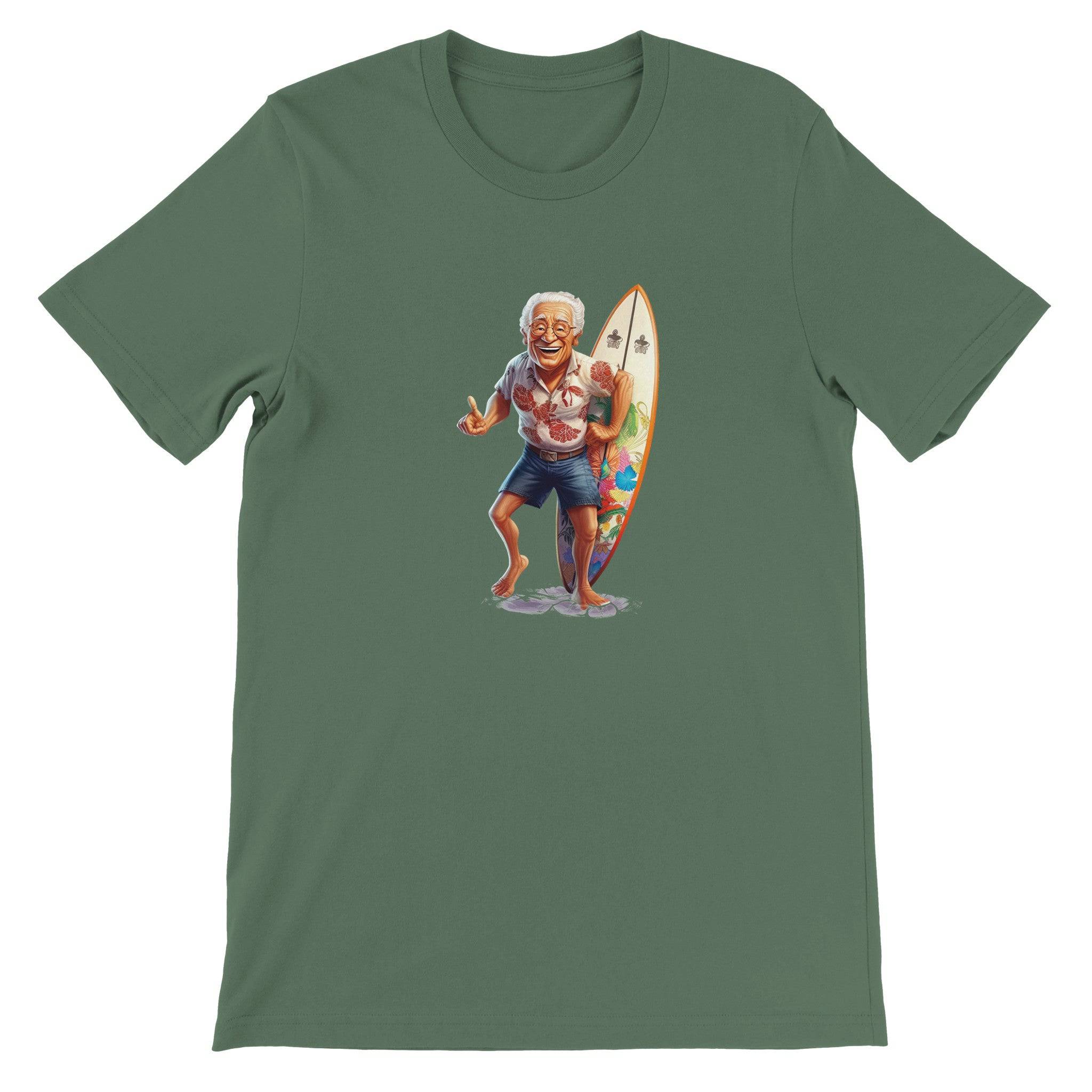 Budget Unisex Crewneck T-shirt/Grandpa-Surfin-Summer - Enet Images