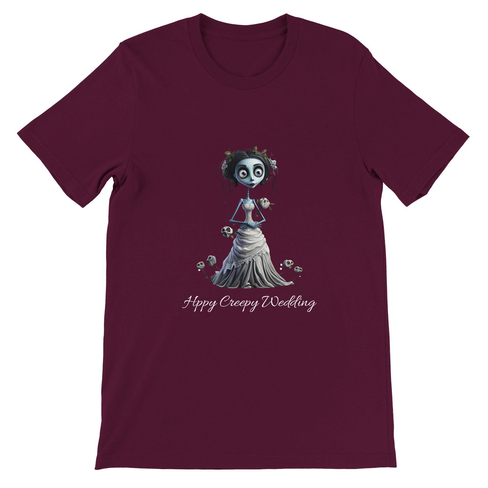 Budget Unisex Crewneck T-shirt/Happy-Creepy-Wedding - Enet Images