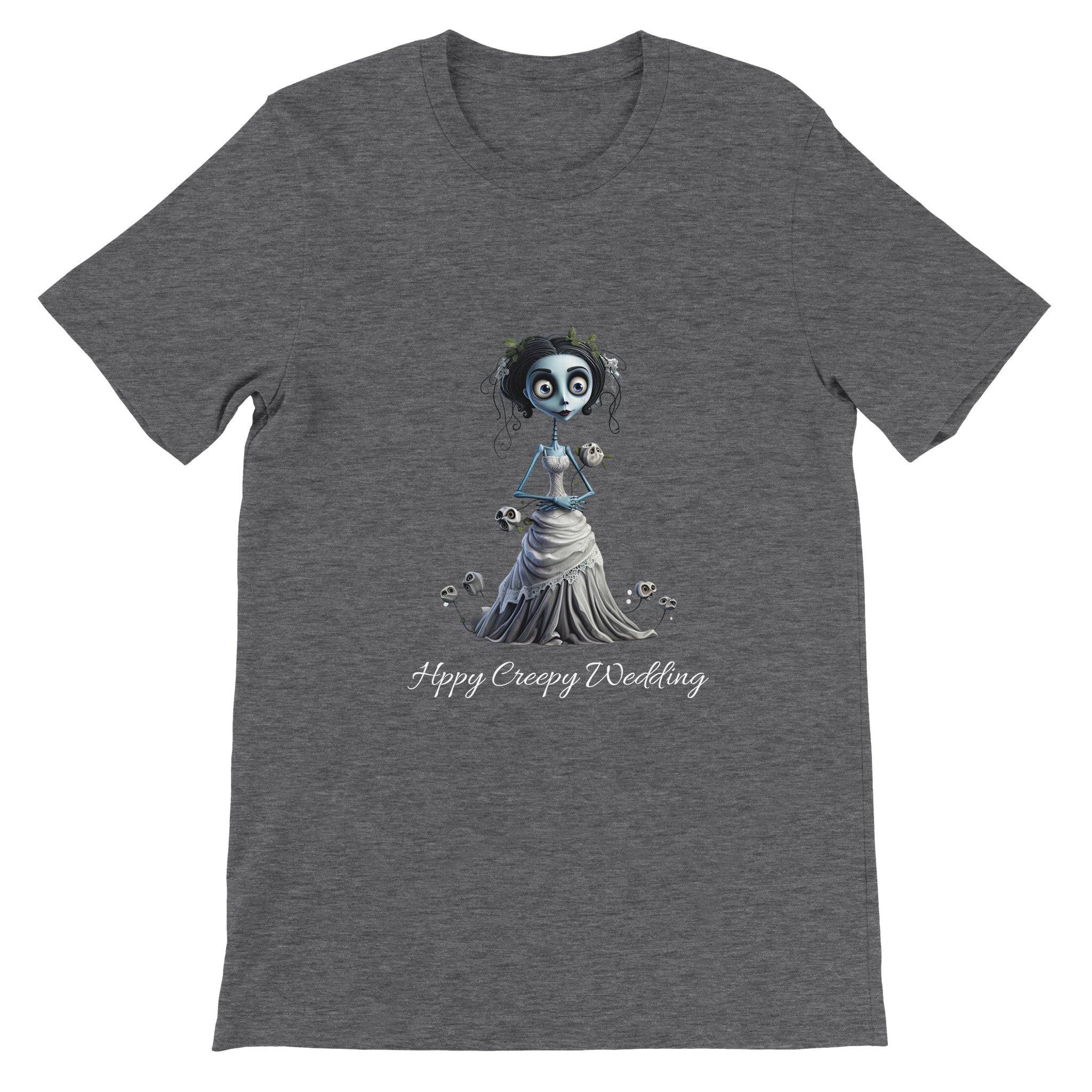 Budget Unisex Crewneck T-shirt/Happy-Creepy-Wedding - Enet Images