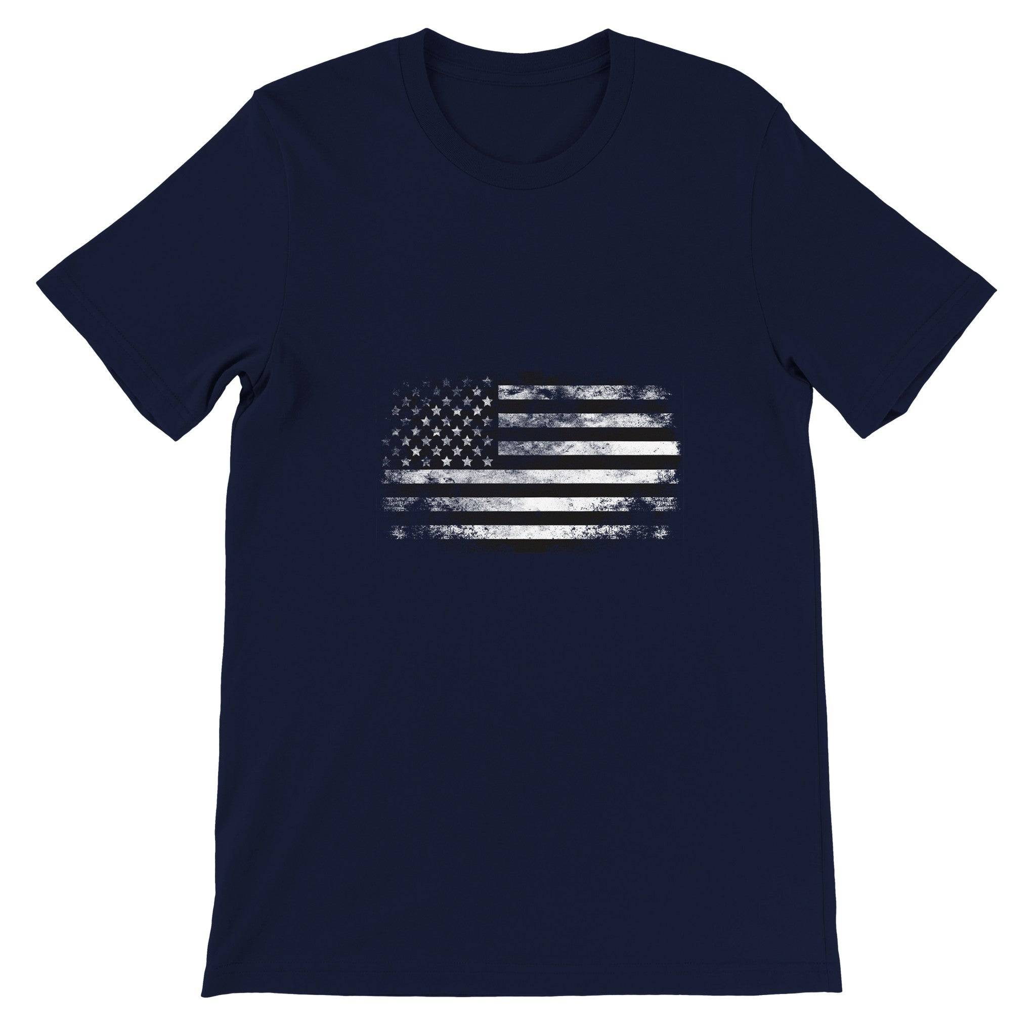 Budget Unisex Crewneck T-shirt/Vintage-American-Flag - Enet Images