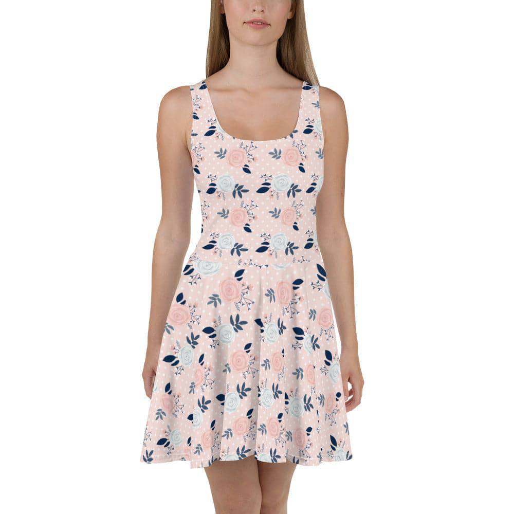 All Over Print Dress/Floral-Roses-Pink - Enet Images