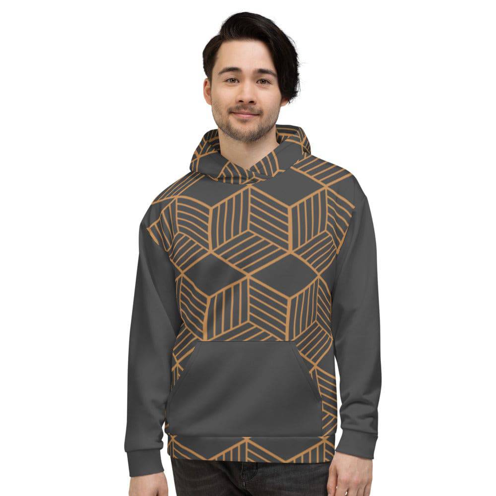 All-Over Print Unisex Hoodie/Cubic Gold - Enet Images