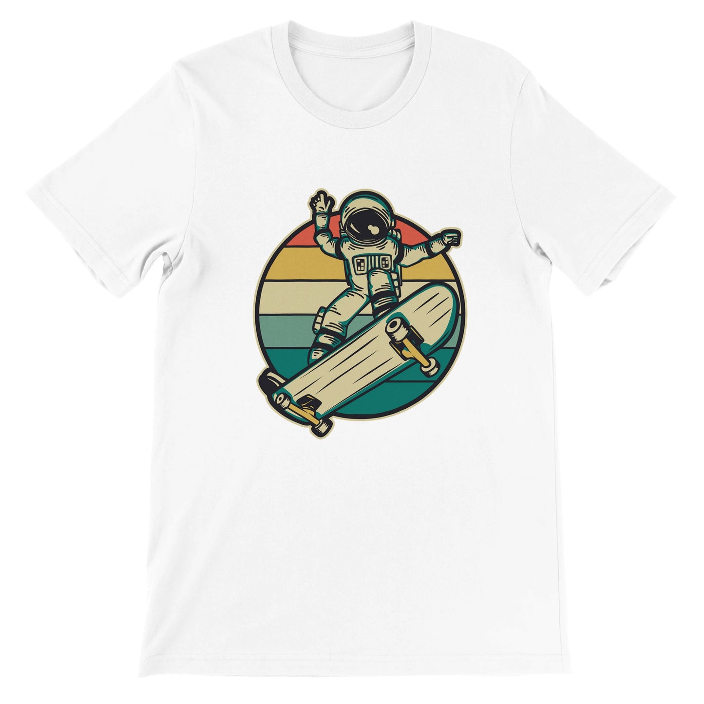 Budget Unisex Crewneck T-shirt/Astronaut-Skateboard-retro