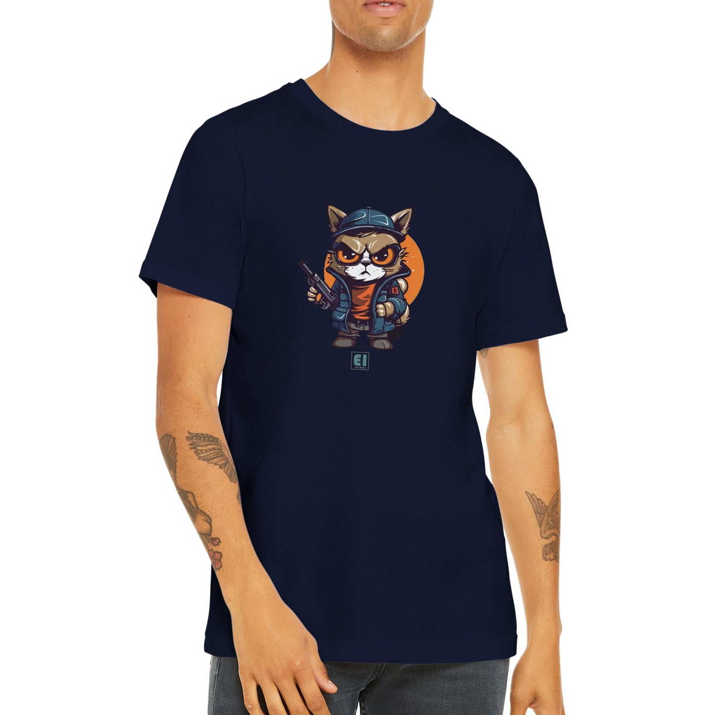 Günstiges Unisex-T-Shirt mit Rundhalsausschnitt/Cat-Fellow
