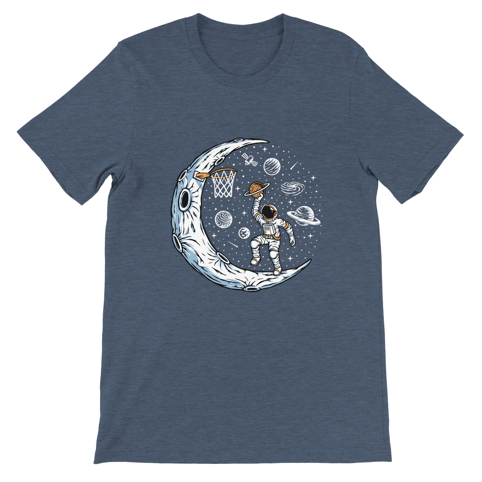 Budget Unisex Crewneck T-shirt/Astronaut-Playing-Basketball - Enet Images