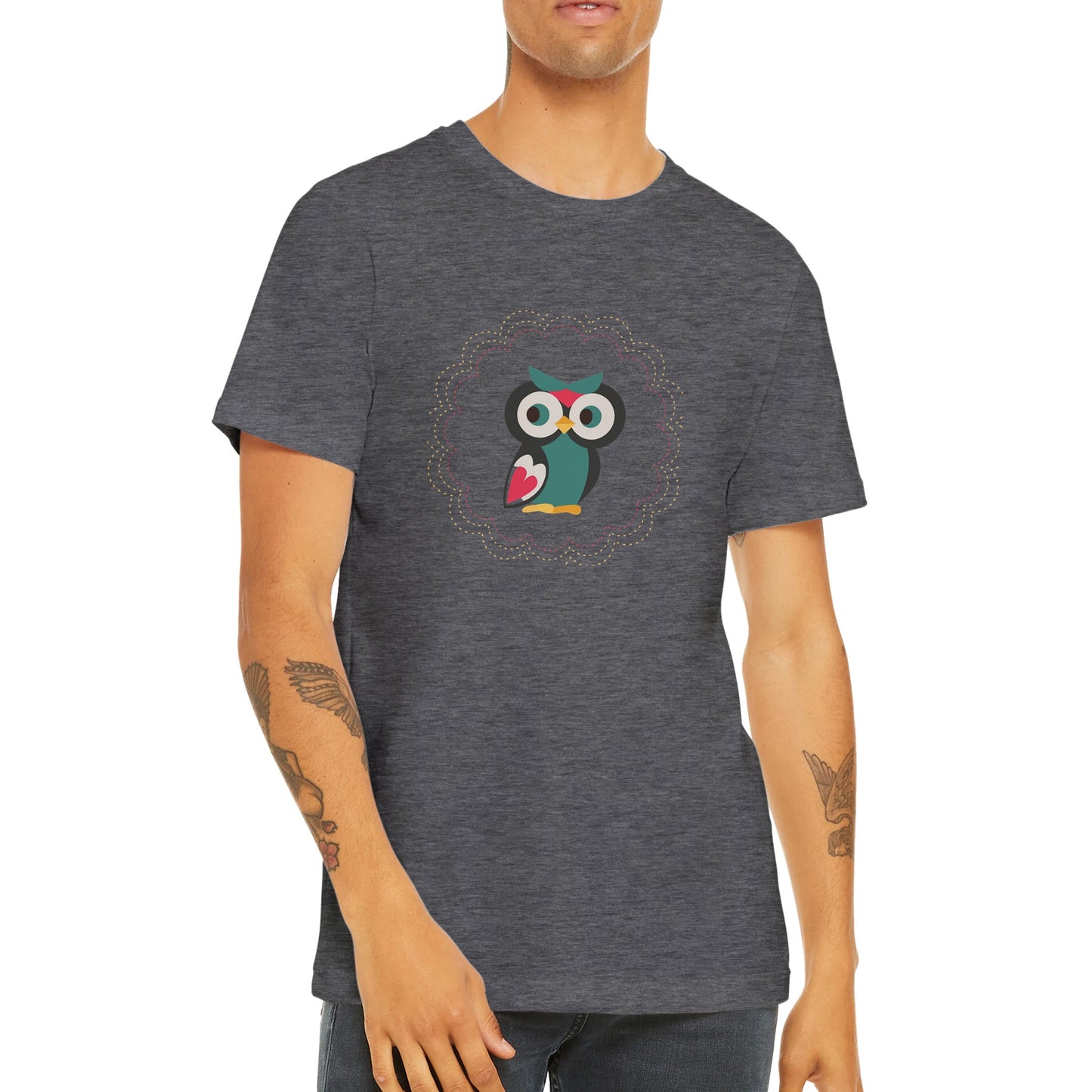 Budget Unisex Crewneck T-shirt/Cute-Colorful-Owl