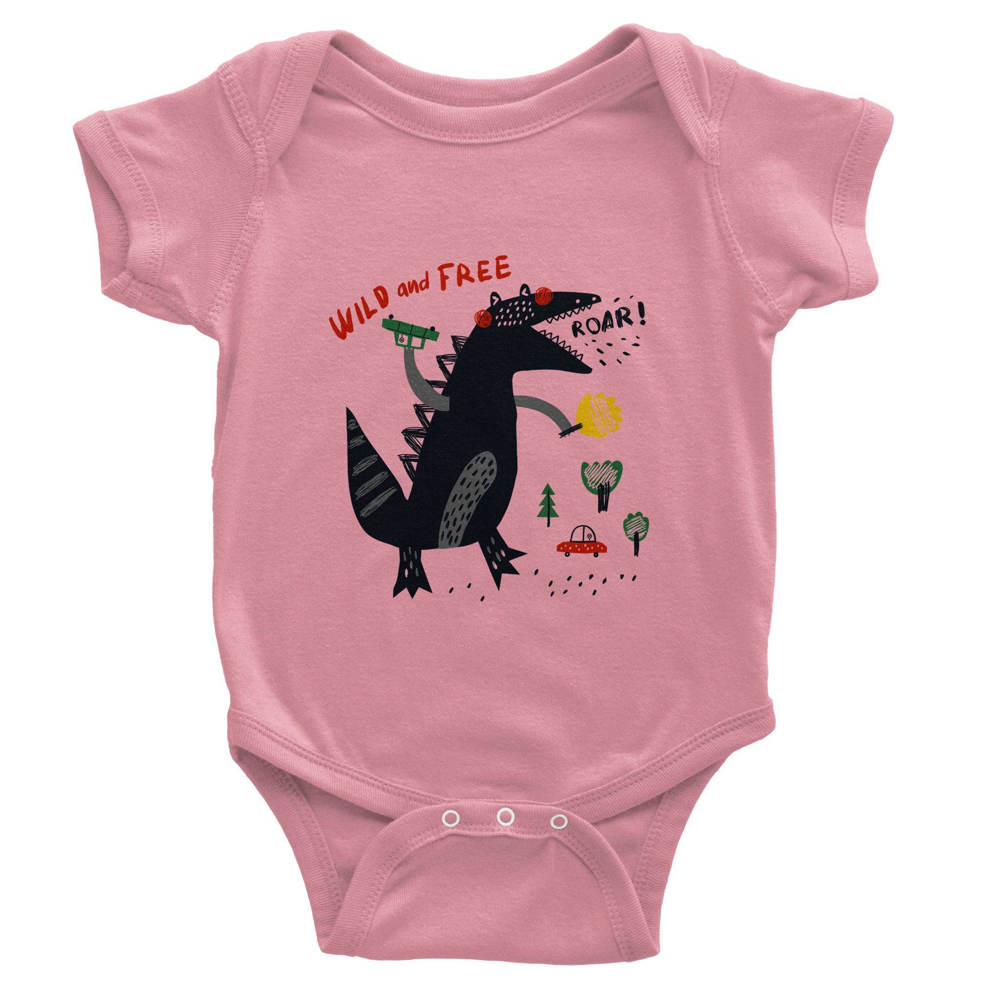 Organic cotton baby bodysuit/Dino-Black-Roar - Classic - Enet Images