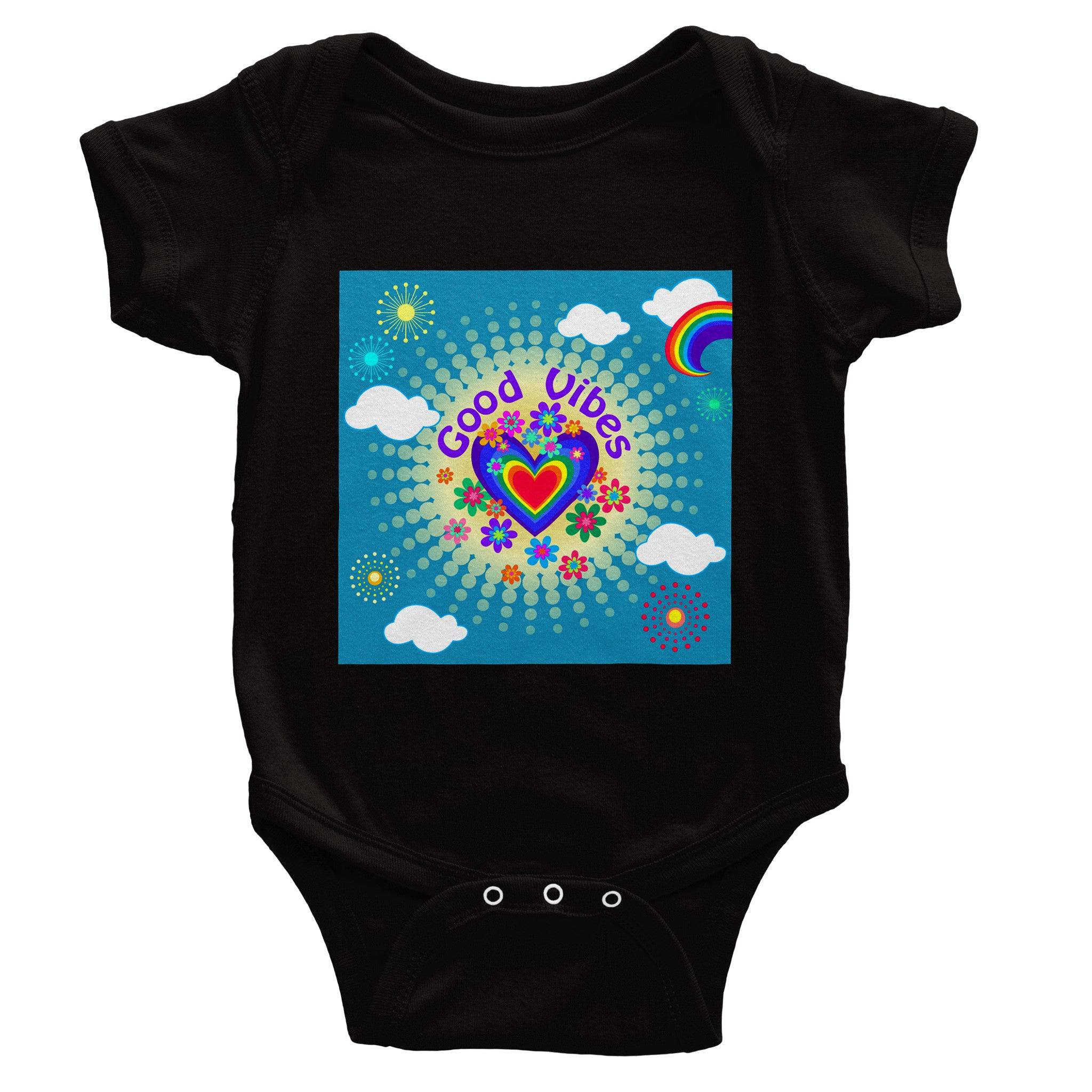 Organic cotton baby bodysuit/Good-Vibes-Only - Classic - Enet Images