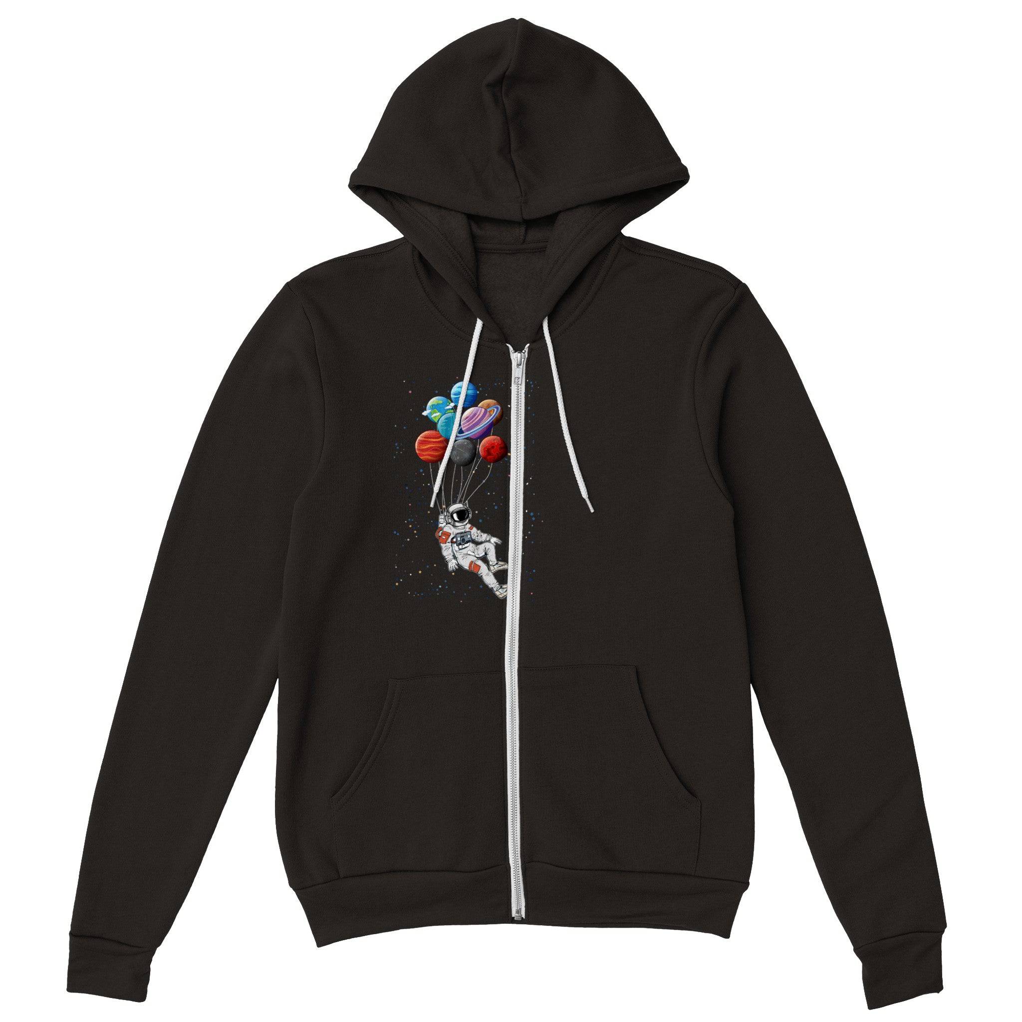 Premium Unisex Zip Hoodies/Astronaut-Planets-Balloons - Enet Images