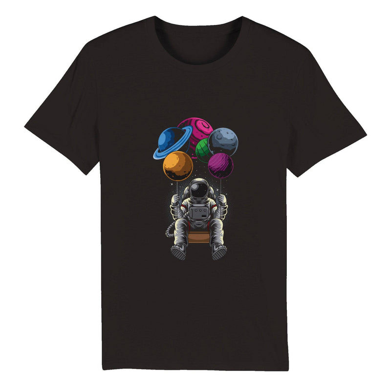 100% Organic Unisex T-shirt/Astronaut-Hanging-Baloons - Enet Images
