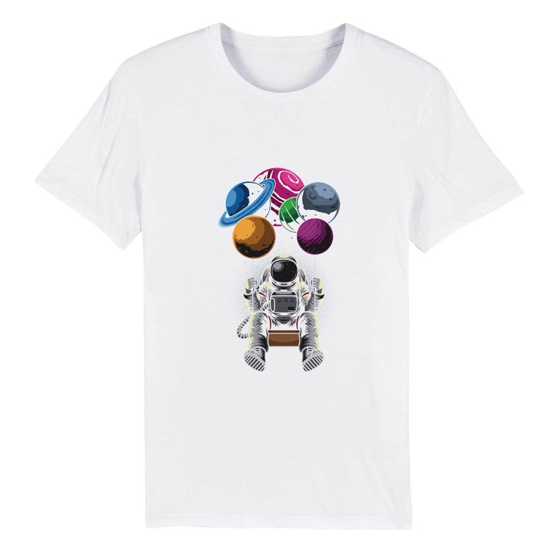 100% Organic Unisex T-shirt/Astronaut-Hanging-Baloons - Enet Images