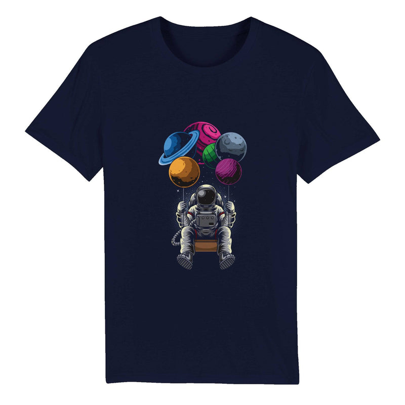 100% Organic Unisex T-shirt/Astronaut-Hanging-Baloons - Enet Images