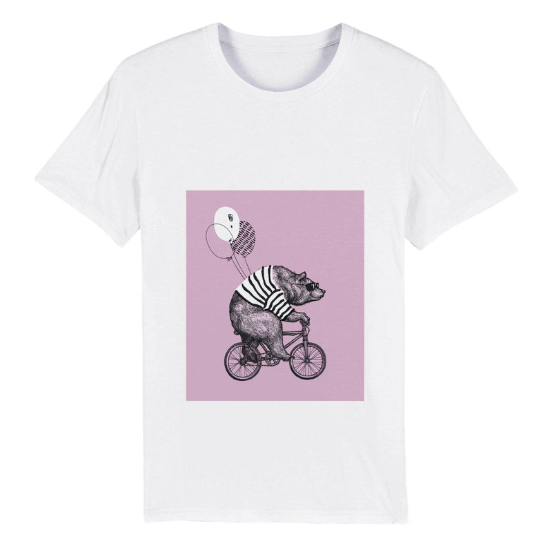 100% Organic Unisex T-shirt/Bear-Baloon-Cycling - Enet Images