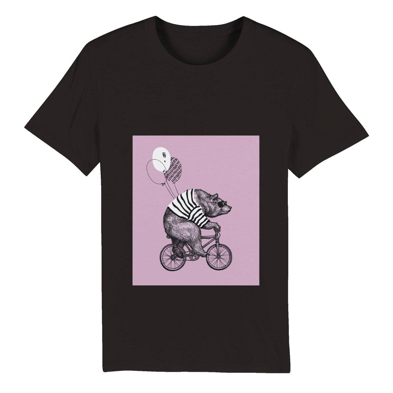 100% Organic Unisex T-shirt/Bear-Baloon-Cycling - Enet Images
