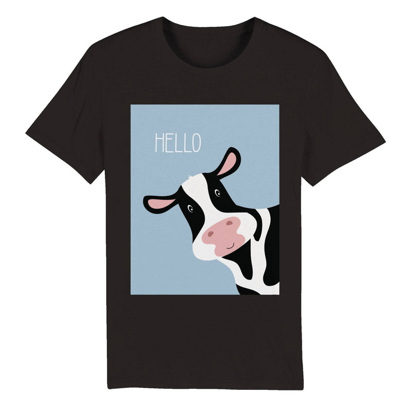 100% Organic Unisex T-shirt/Cow-Hello - Enet Images