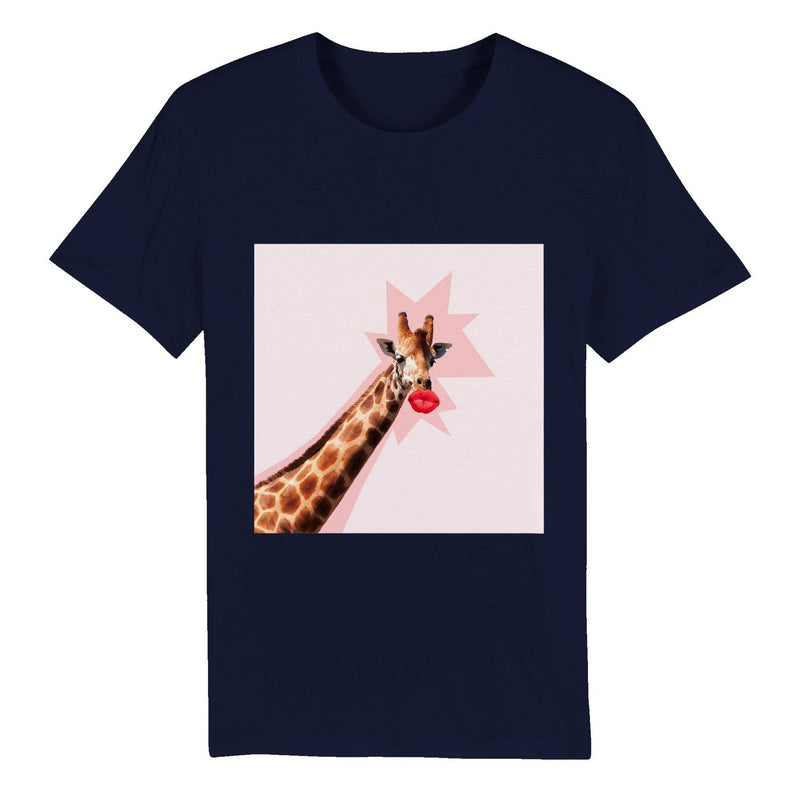 100% Organic Unisex T-shirt/Giraffe-Red-Lips - Enet Images