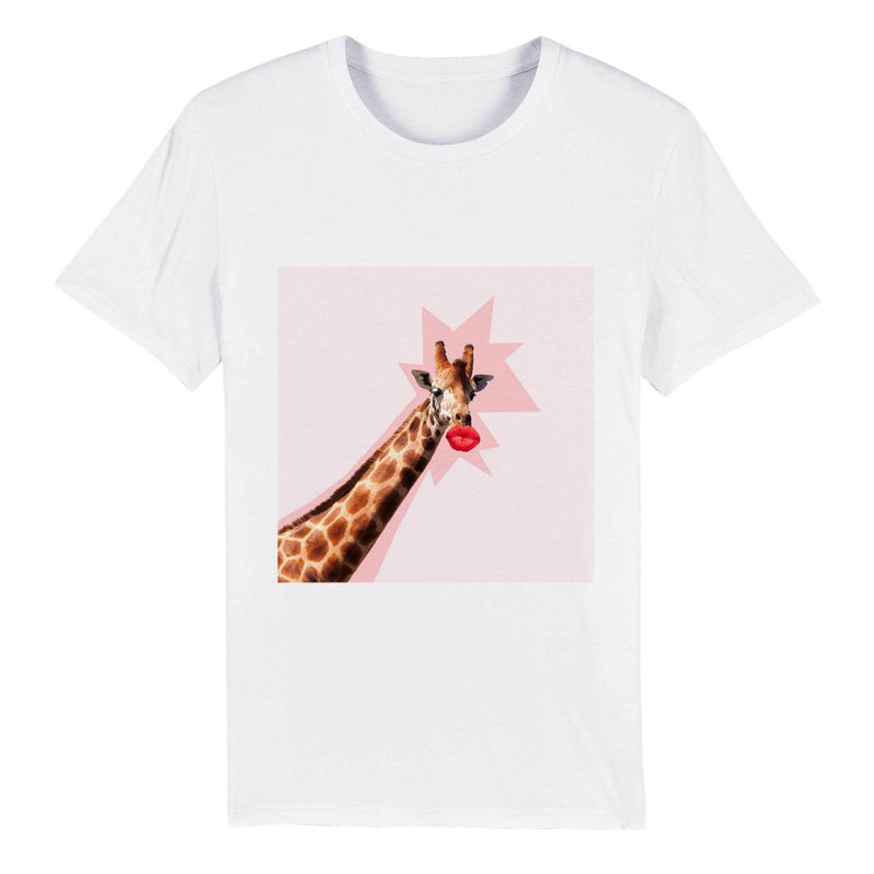 100% Organic Unisex T-shirt/Giraffe-Red-Lips - Enet Images