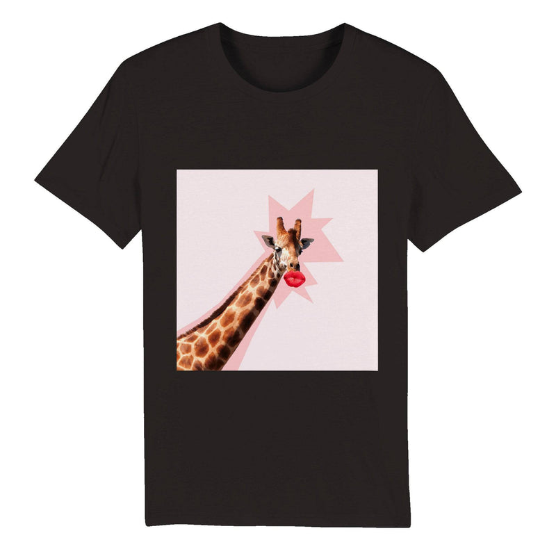 100% Organic Unisex T-shirt/Giraffe-Red-Lips - Enet Images