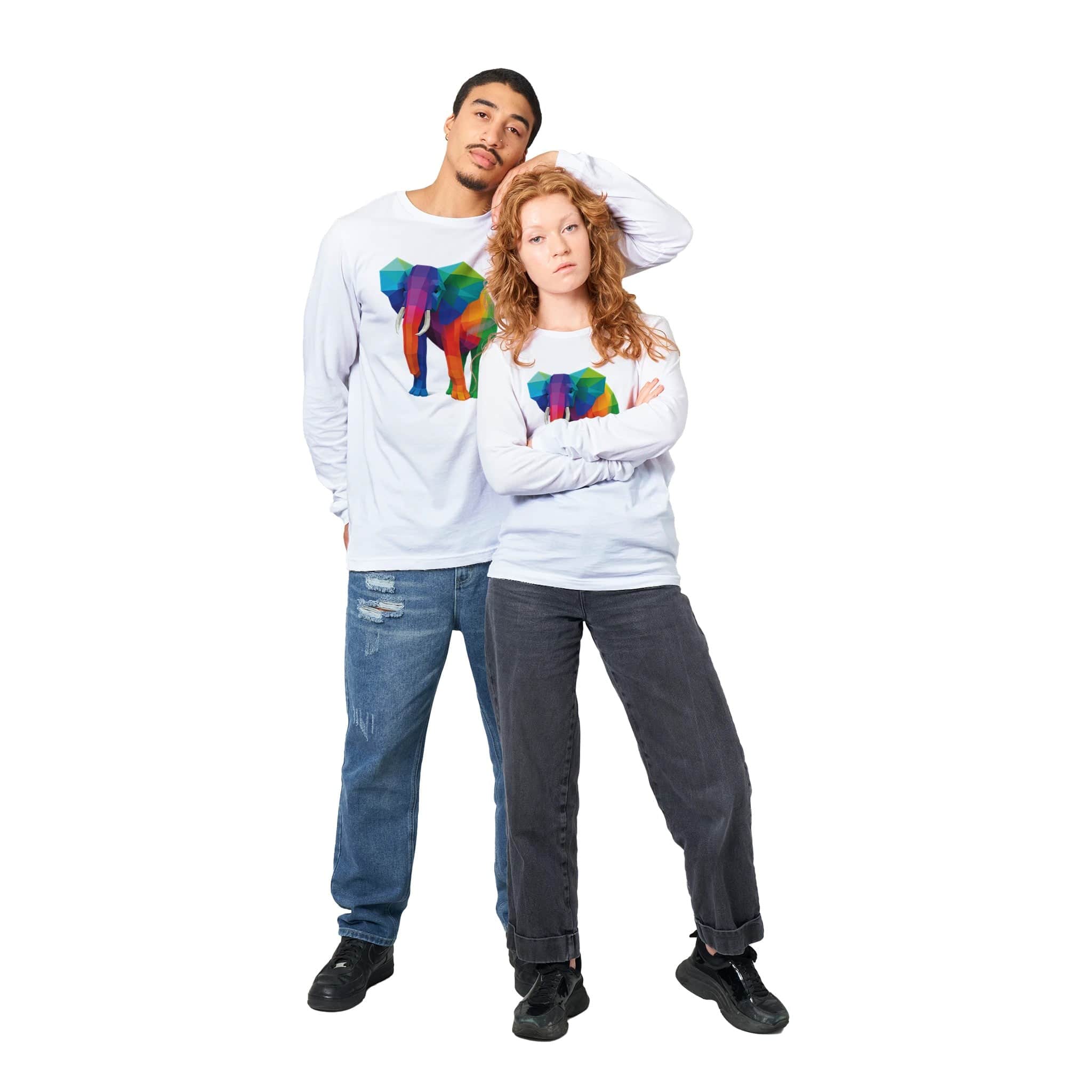 unisex Long sleeve tee/Art-Colorful-Elephant - Enet Images