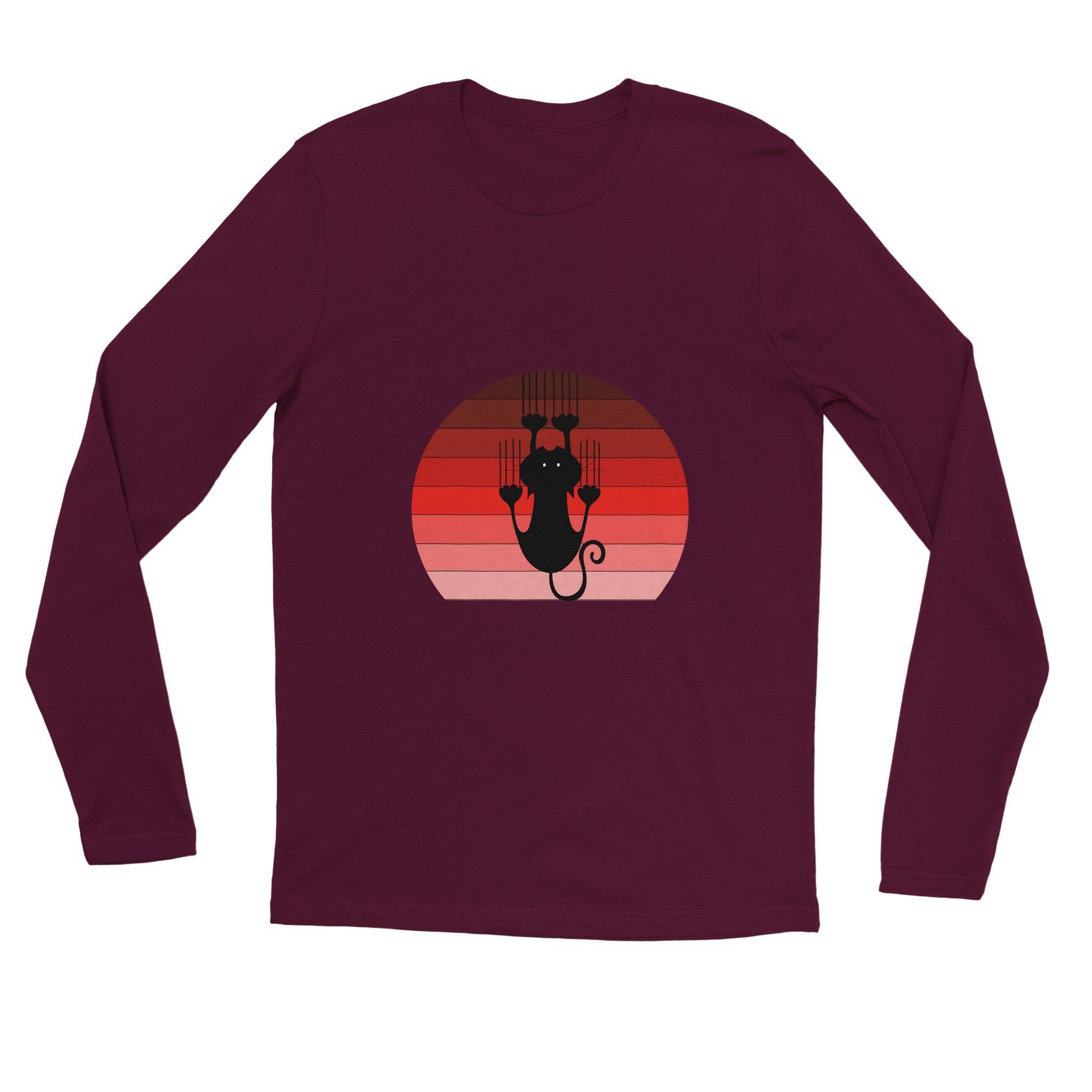 unisex Long sleeve tee/Cat-Hanging-Sunset - Enet Images