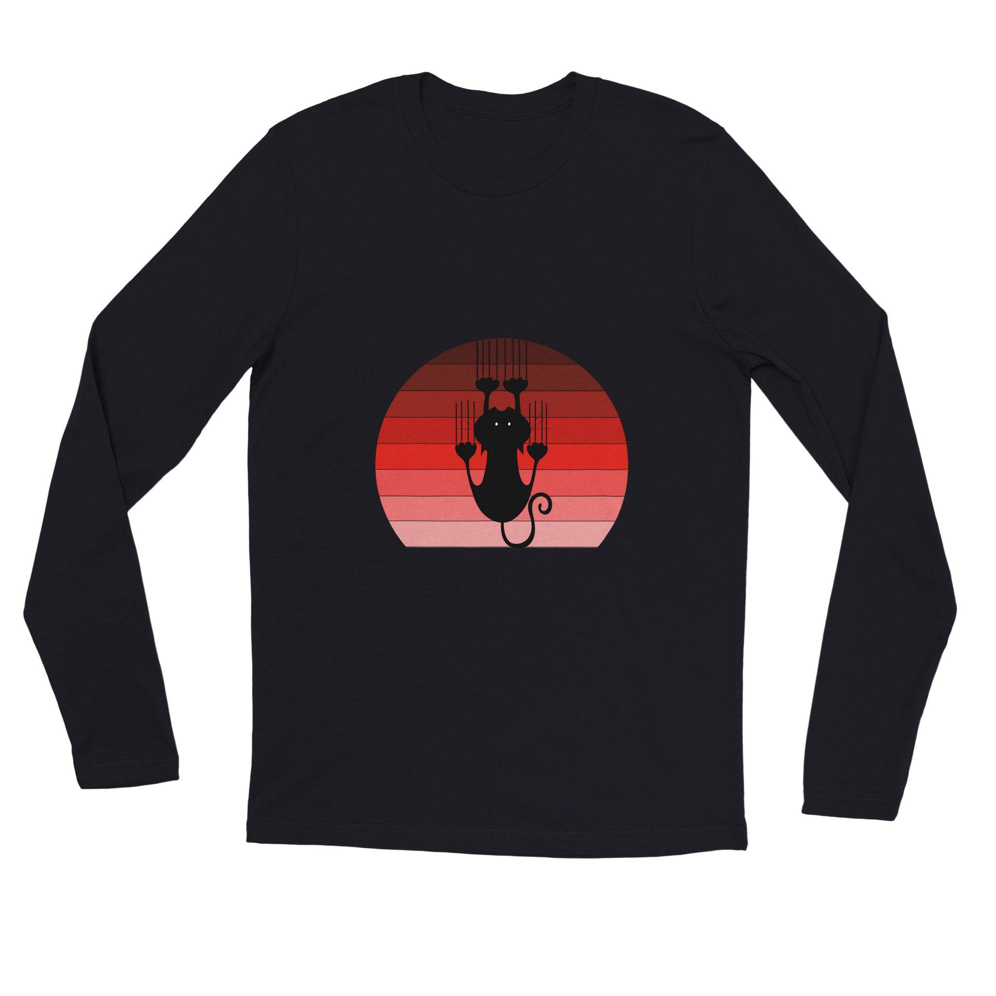 unisex Long sleeve tee/Cat-Hanging-Sunset - Enet Images