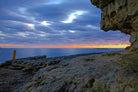 The Big Rock Against The Cloudy Sunset - Art Print - Enet Images