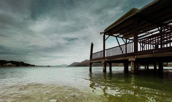 Wooden Platform On The Beach - Art Print - Enet Images