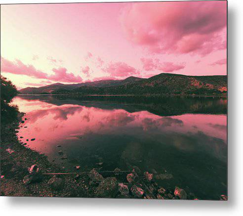 Sunset Reflections At The Lagoon - Metal Print - Enet Images