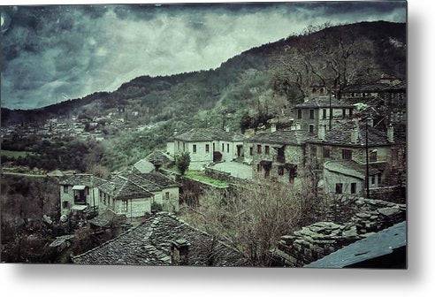 Stony Village On The Mountain - Metal Print - Enet Images