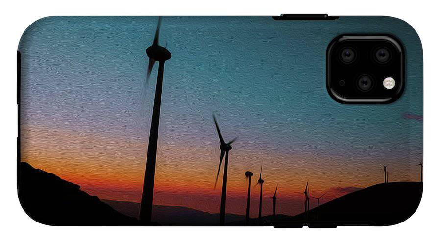 Wind Tourbines Against The Colorful Sunset Oil Effect - Phone Case - Enet Images