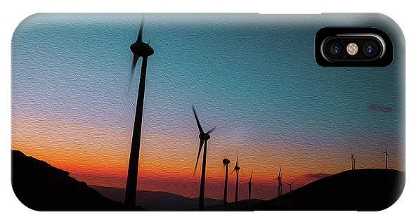 Wind Tourbines Against The Colorful Sunset Oil Effect - Phone Case - Enet Images