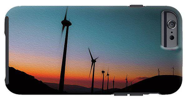 Wind Tourbines Against The Colorful Sunset Oil Effect - Phone Case - Enet Images