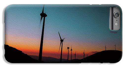 Wind Tourbines Against The Colorful Sunset Oil Effect - Phone Case - Enet Images