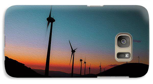 Wind Tourbines Against The Colorful Sunset Oil Effect - Phone Case - Enet Images