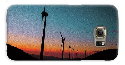 Wind Tourbines Against The Colorful Sunset Oil Effect - Phone Case - Enet Images