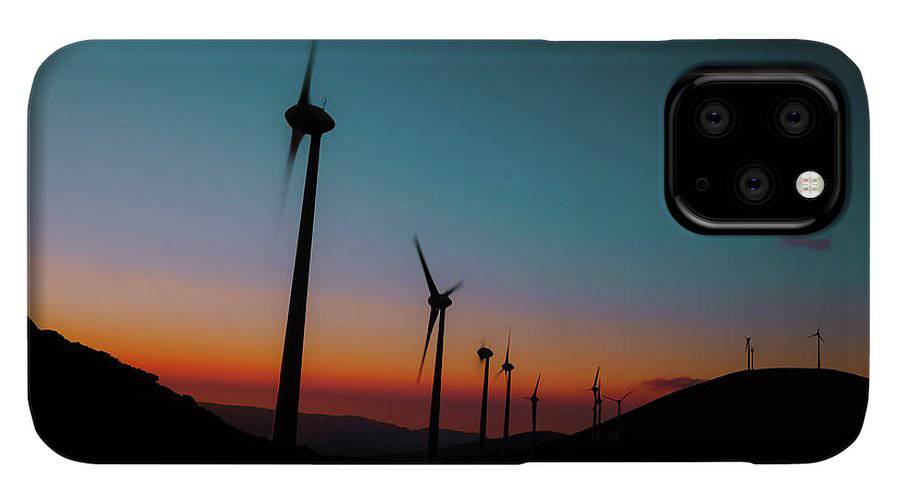 Wind Tourbines Against The Colorful Sunset - Phone Case - Enet Images