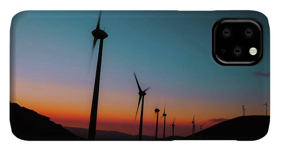 Wind Tourbines Against The Colorful Sunset - Phone Case - Enet Images