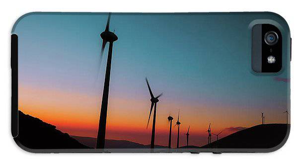 Wind Tourbines Against The Colorful Sunset - Phone Case - Enet Images